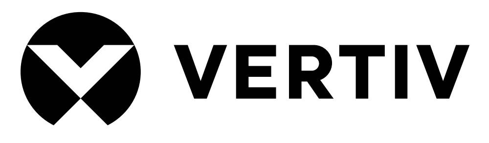 Vertiv-Logo: schwarzes kreisförmiges Emblem mit einem weißen V-förmigen Zeichen neben dem Wort „VERTIV