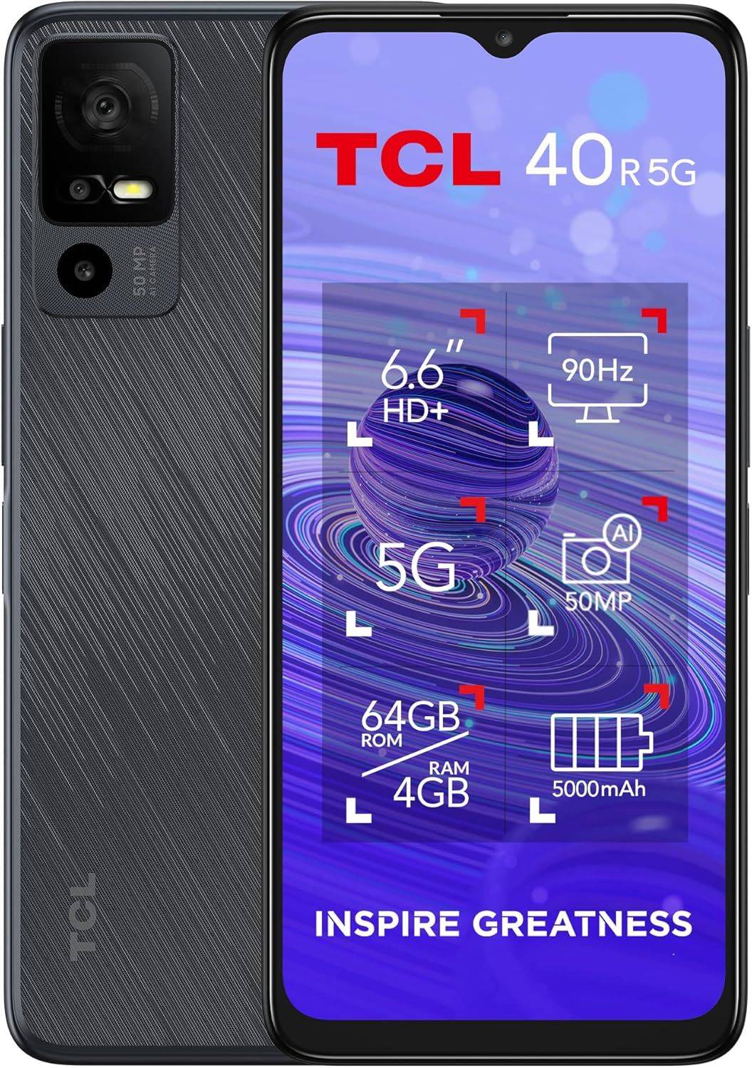 TCL 40R 5G 64GB Dual-SIM Starlight Black