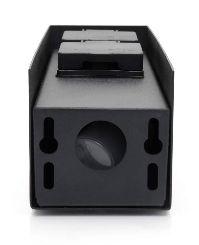 LED Universum Außensteckdose 2 Steckplätze Metall schwarz matt