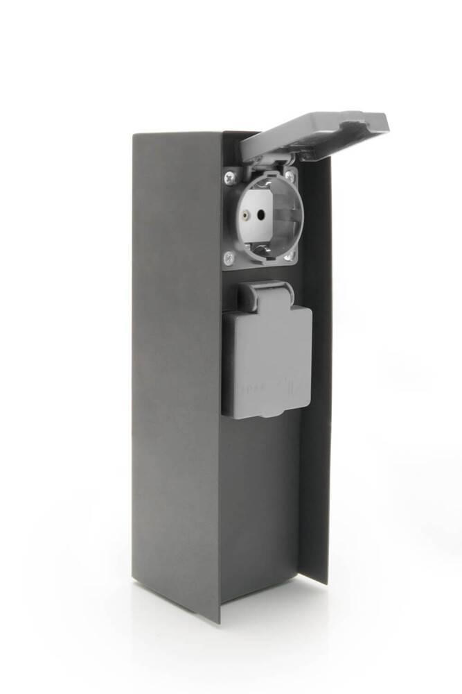 LED Universum Außensteckdose 2 Steckplätze anthrazit