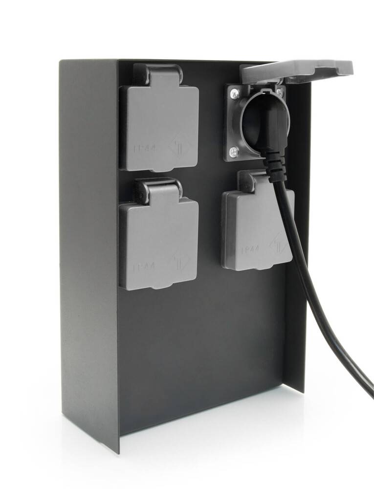 LED Universum Außensteckdose 4 Steckplätze anthrazit