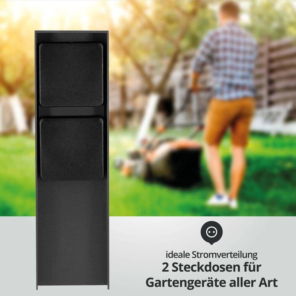 LED Universum Außensteckdose "ADAM 2" - anthrazit - schwarze Abdeckung - 2 Steckplätze