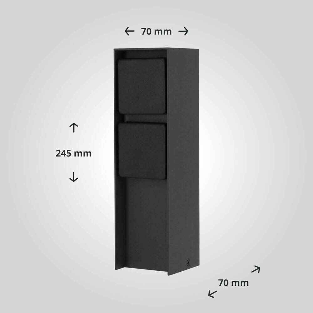 LED Universum Außensteckdose "ADAM 2" - anthrazit - schwarze Abdeckung - 2 Steckplätze