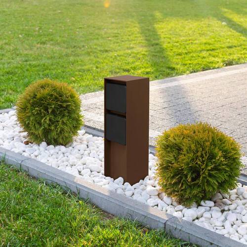 LED Universum Außensteckdose "ADAM 2" - rost braun - schwarze Abdeckung - 2 Steckplätze