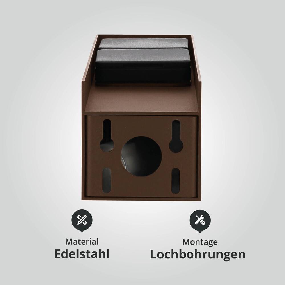 LED Universum Außensteckdose "ADAM 2" - rost braun - schwarze Abdeckung - 2 Steckplätze