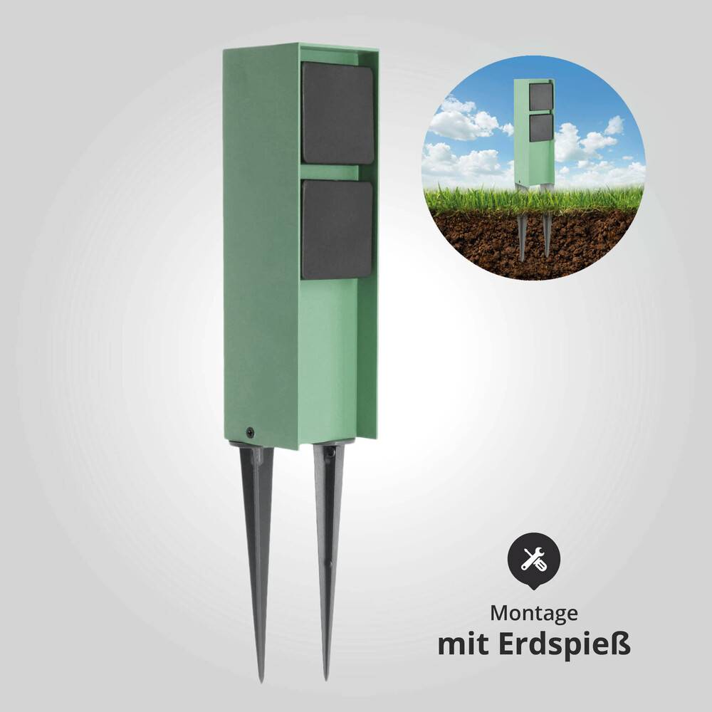 LED Universum Außensteckdose "ADAM 2" - rost braun - schwarze Abdeckung - 2 Steckplätze