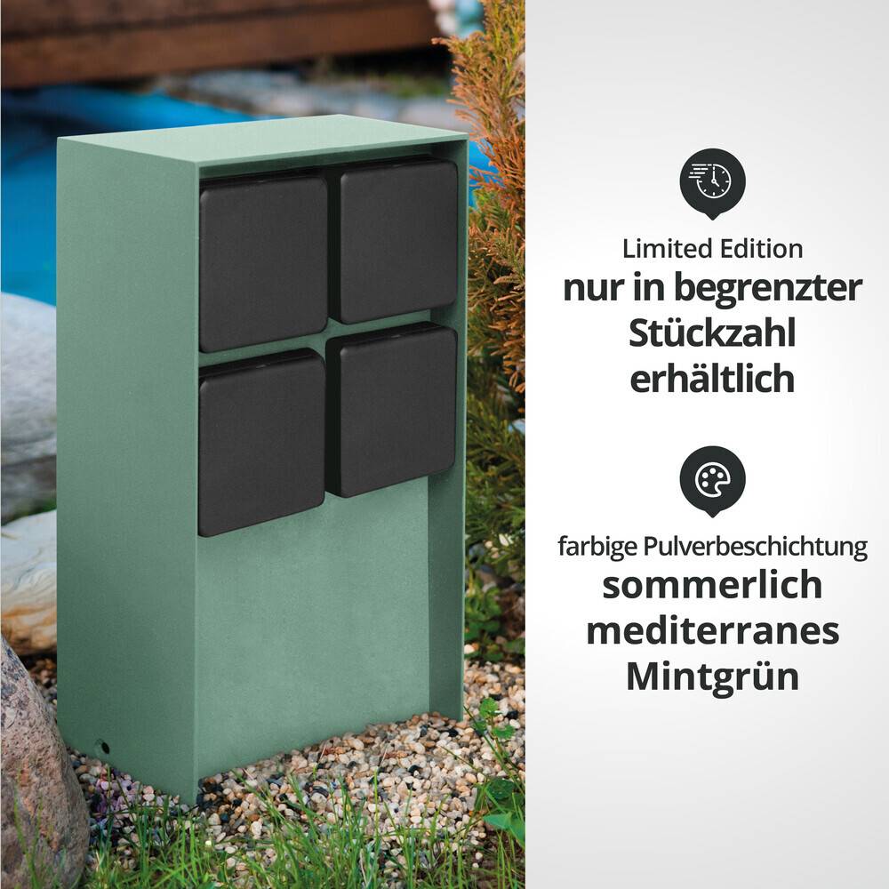 LED Universum Außensteckdose "ADAM 4" - mint - 4 Steckplätze