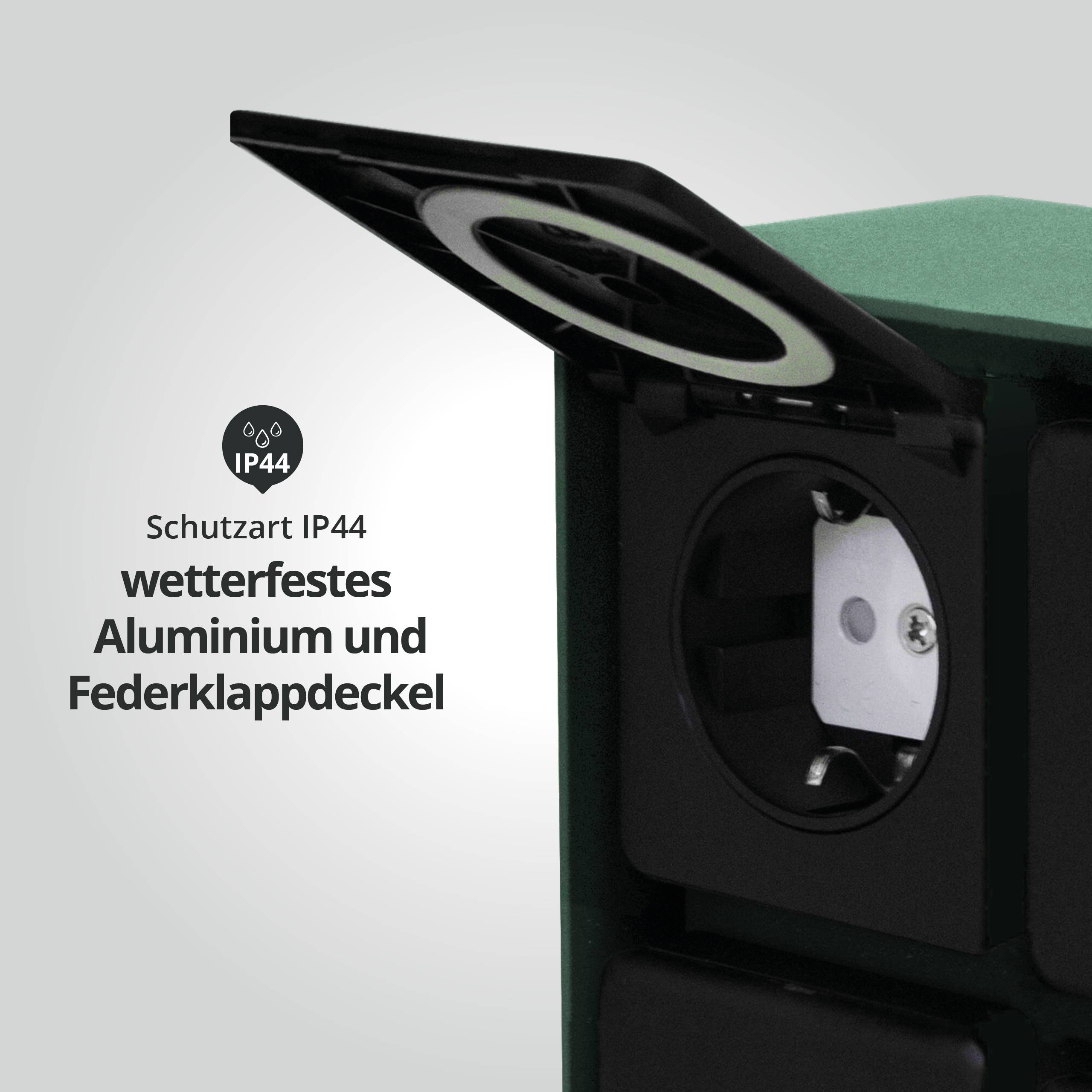 LED Universum Außensteckdose "ADAM 4" - mint - 4 Steckplätze