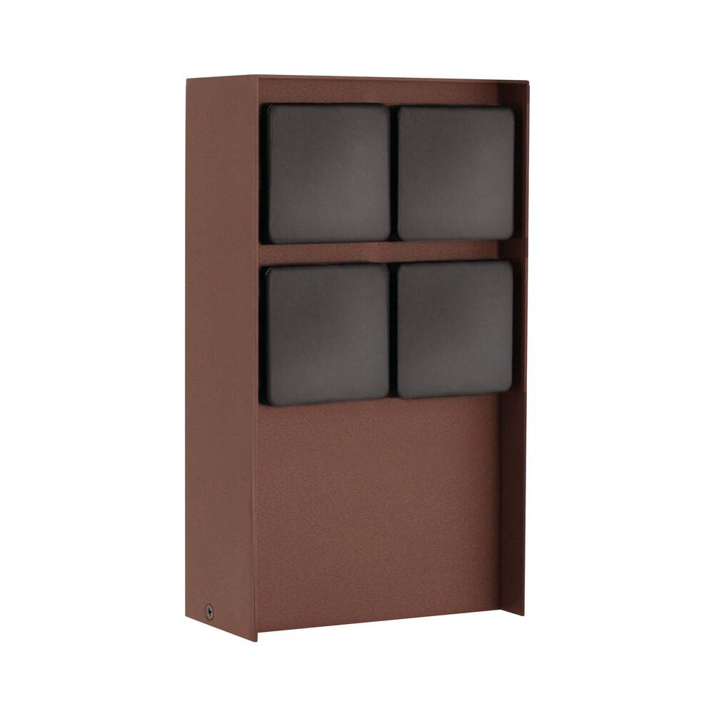 LED Universum Außensteckdose "ADAM 4" - rost braun - schwarze Abdeckung - 4 Steckplätze