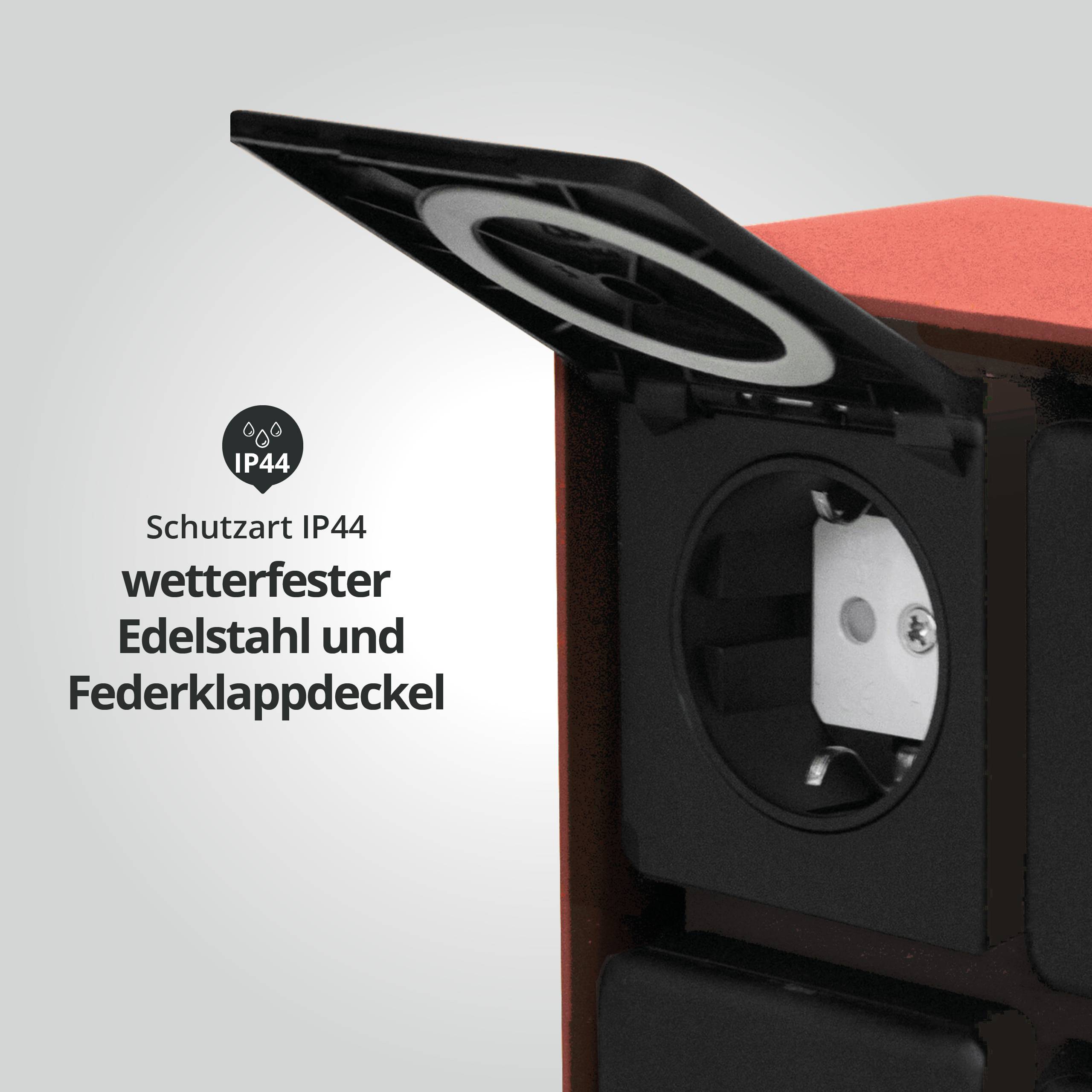 LED Universum Außensteckdose "ADAM 4" - coral - 4 Steckplätze