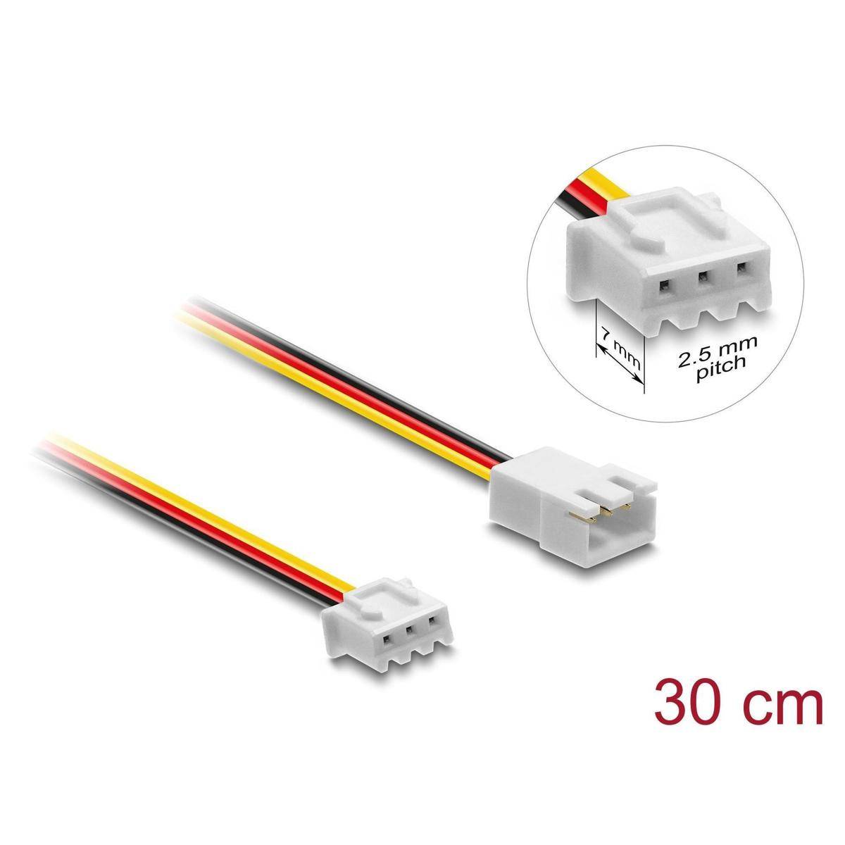 Delock Lüfter Verlängerungskabel JST Stecker zu Buchse 3 Pin, Steckerlänge 7 mm,