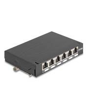 Delock Mini Desktop Patchpanel RJ45 Buchse 6 Port Cat.6A geschirmt schwarz zur Montage an