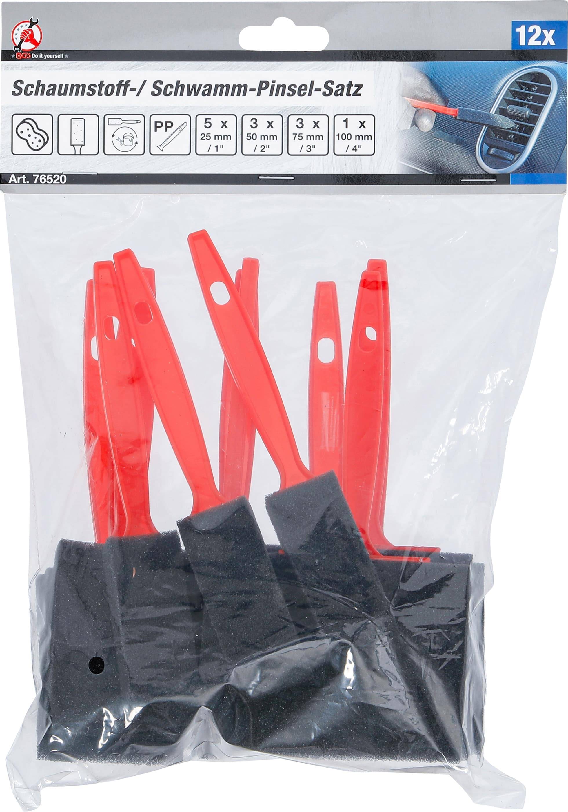 BGS TECHNIC Schaumstoff-/Schwamm-Pinsel-Satz, 12-teilig