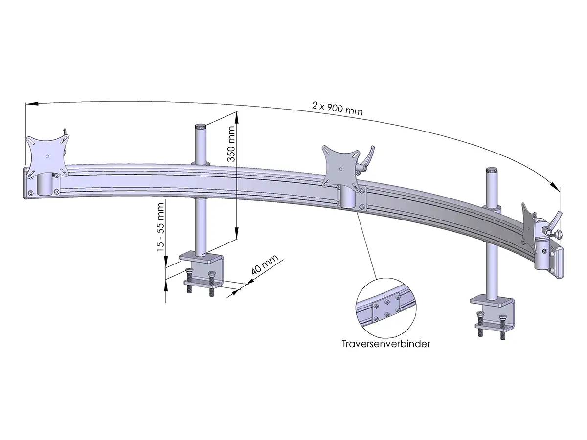 Para System Monitorhalterung für 3 Monitore mit Tisch-Klemme 3er - 25''-32''