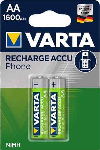10X Varta 48093 Phone Power AA (Mignon)/HR6 (58399) - 1600 mAh - Nickel-Metallhydrid Akku (NiMH), 1,2 V