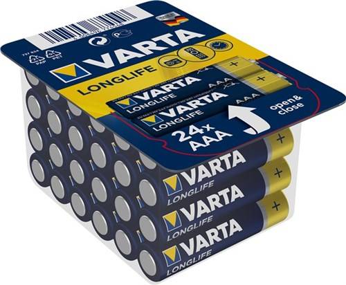 12X Varta 40879 Longlife LR03/AAA (Micro) (4103), 24 Stk. Box - Alkali-Mangan Batterie (Alkaline), 1,5 V