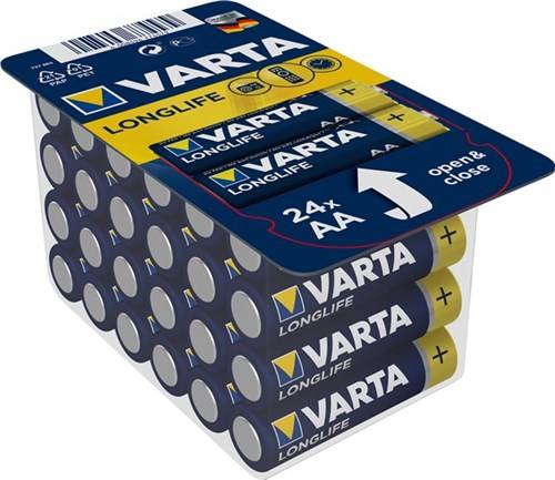 12X Varta 40880 Longlife LR6/AA (Mignon) (4106), 24 Stk. Box - Alkali-Mangan Batterie (Alkaline), 1,5 V