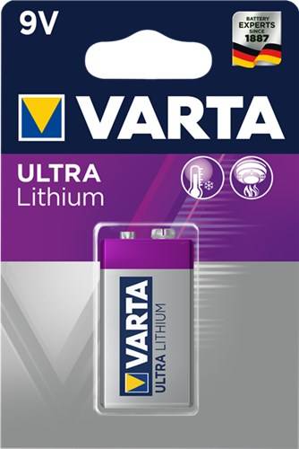 50X Varta 49596 Ultra Lithium 6F22/9V Block (6122), 1 Stk. Blister - Lithium Batterie, 9 V