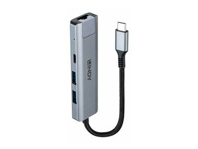 LINDY USB 3.2 Gen 2 Typ C Hub & Gigabit Ethernet Multimedia-Technik HUBs