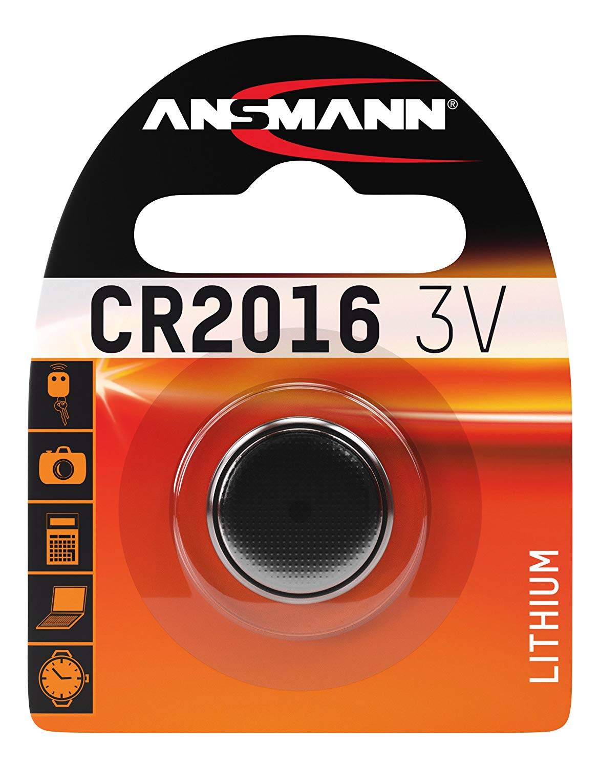 10x ANSMANN 5020082 Lithium Knopfzelle CR2016 3,0 Volt 1er-Blister