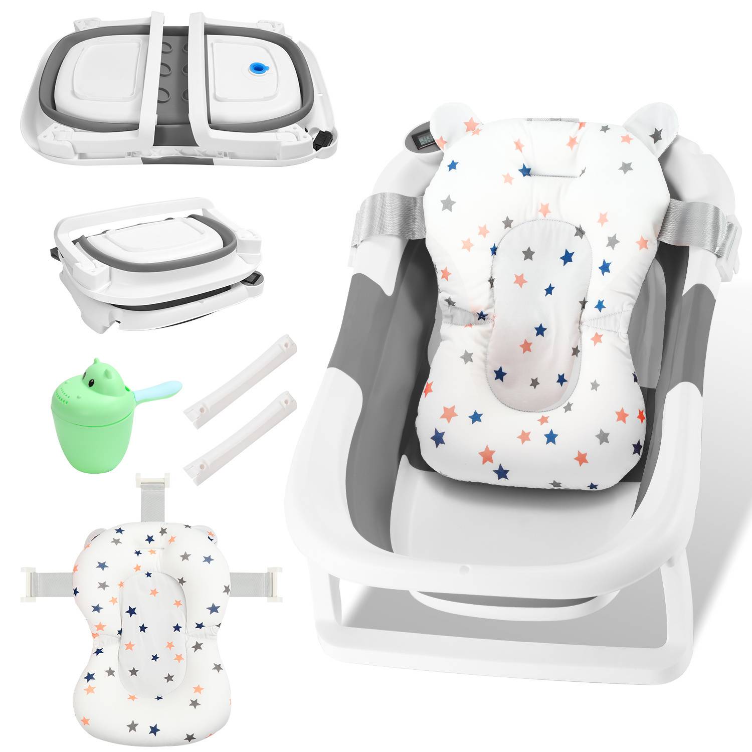 Baby Badewanne Kissen Pad Duschmatte Faltbare Duschunterlage Badkissen Badesitz, Grau