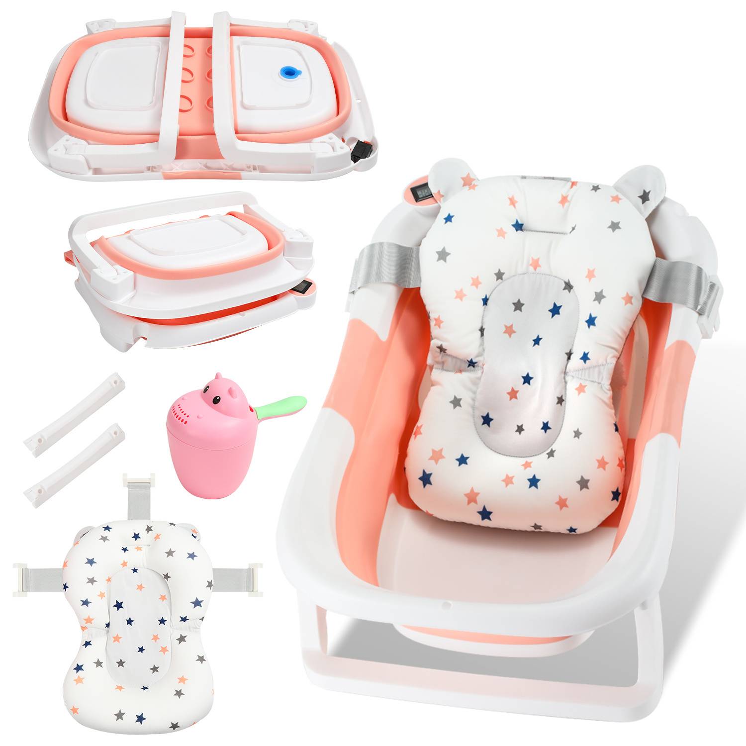 Baby Badewanne Kissen Pad Duschmatte Faltbare Duschunterlage Badkissen Badesitz, Rosa