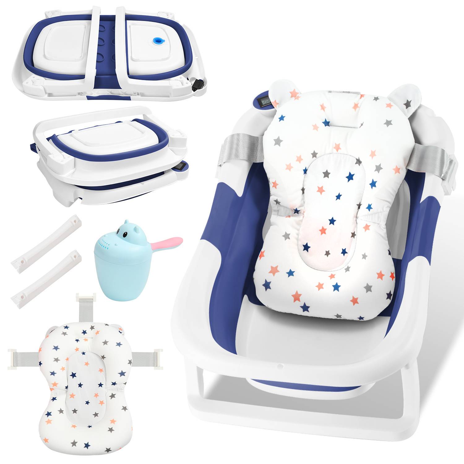 Baby Badewanne Kissen Pad Duschmatte Faltbare Duschunterlage Badkissen Badesitz, Blau