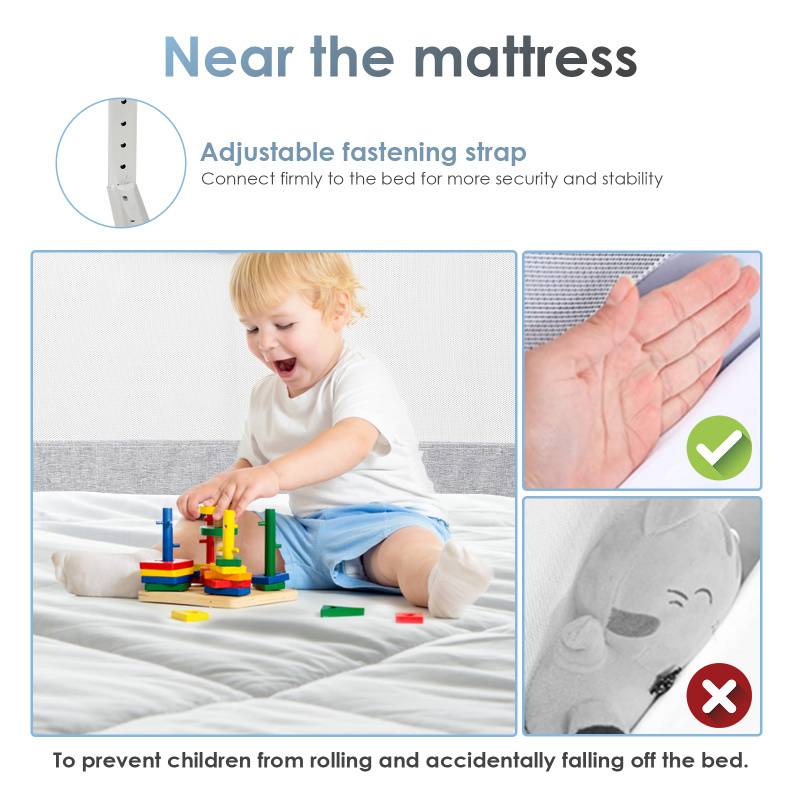 Bettgitter 200*80 cm Bettschutzgitter Kinderbettgitter für Kinder Klappbar Höhenverstellbar Rausfallschutz ​passend für Kinderbetten, Elternbette
