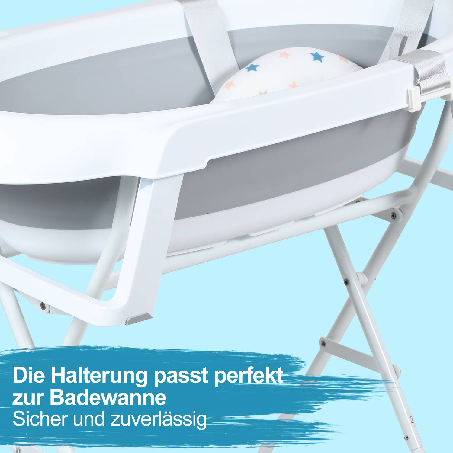 Baby Badewanne Set mit Gestell und Badewannensitz - für Neugeborene und Babys
