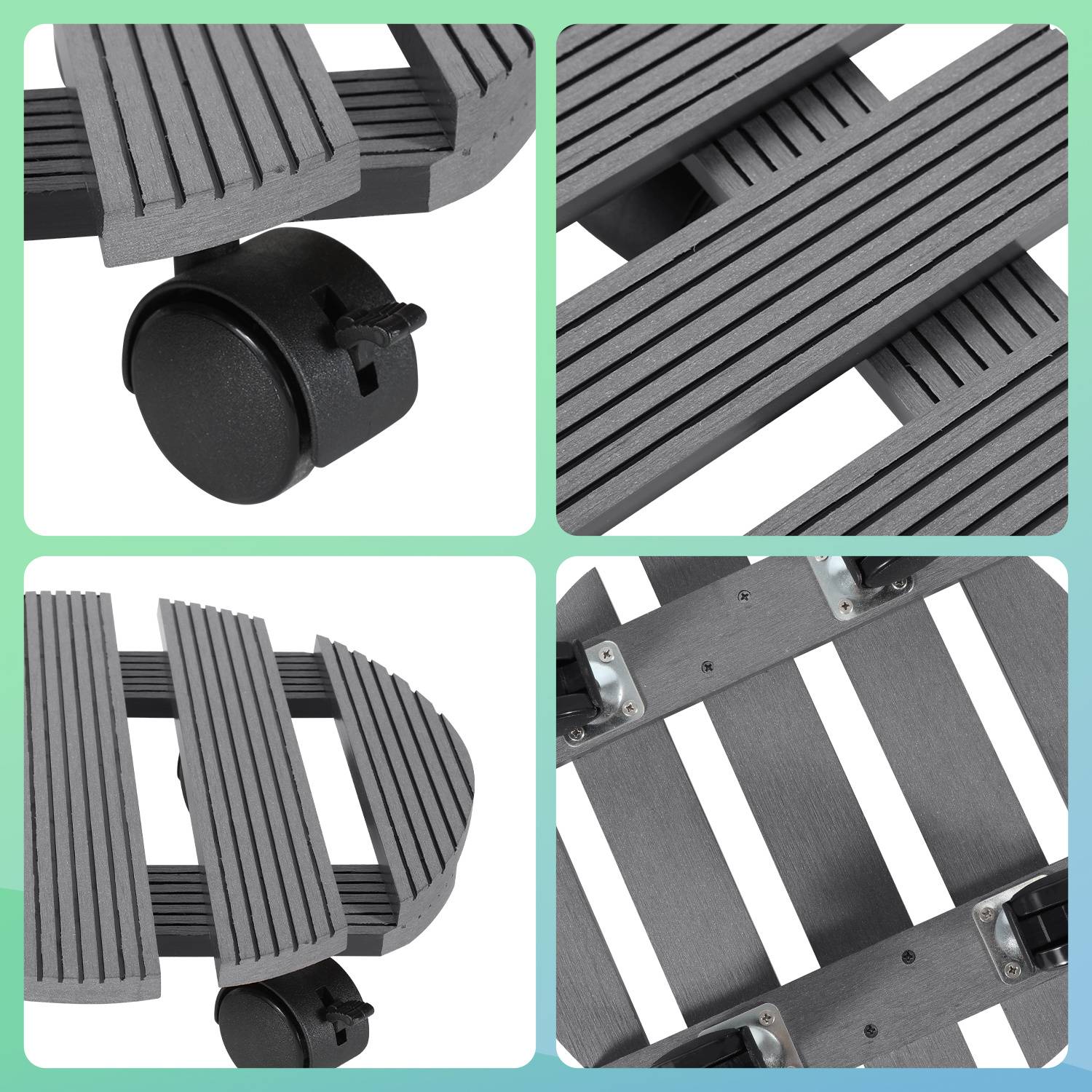 Pflanzenroller WPC Ø 29 x 7,5 cm I Außen + Innenbereich I Tragkraft 80 kg