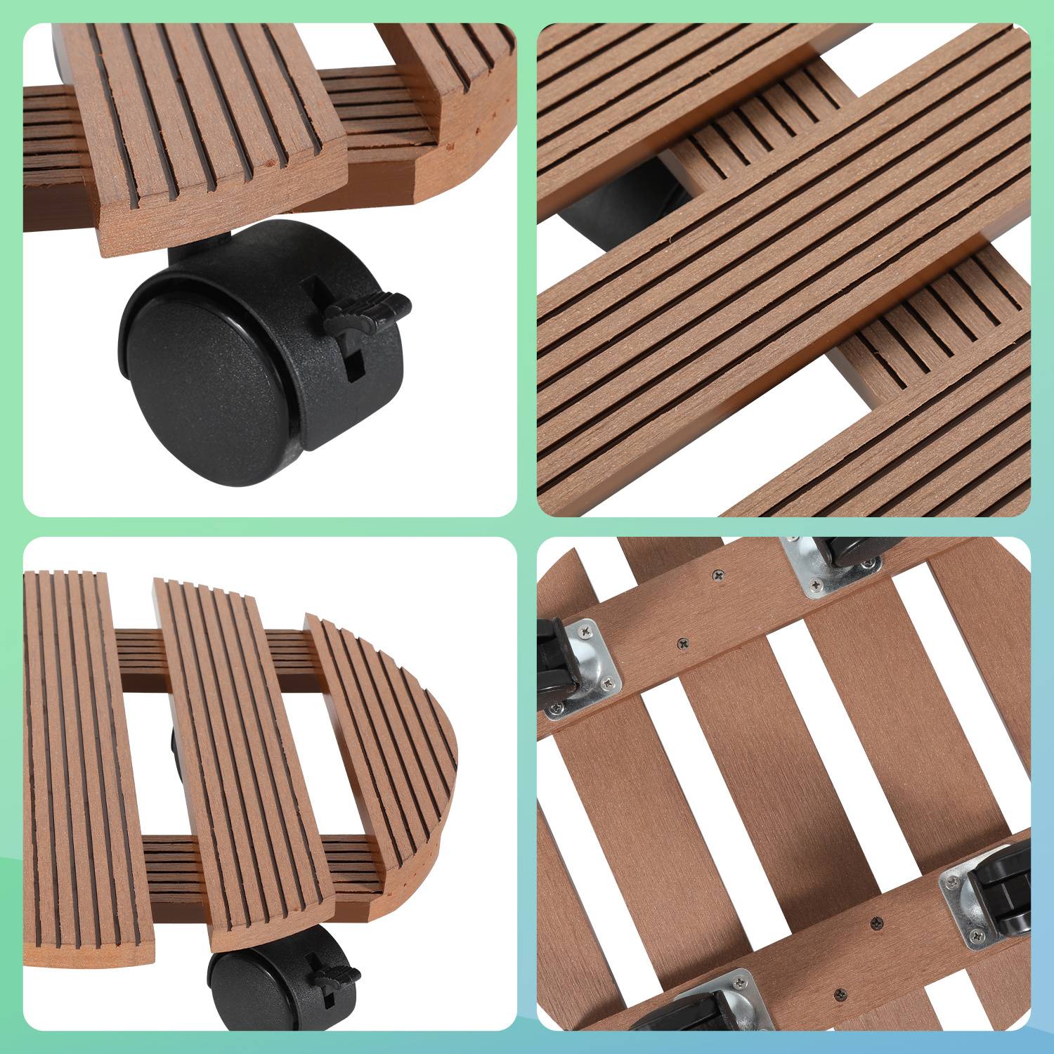 Pflanzenroller WPC Ø 29 x 7,5 cm I Außen + Innenbereich I Tragkraft 80 kg