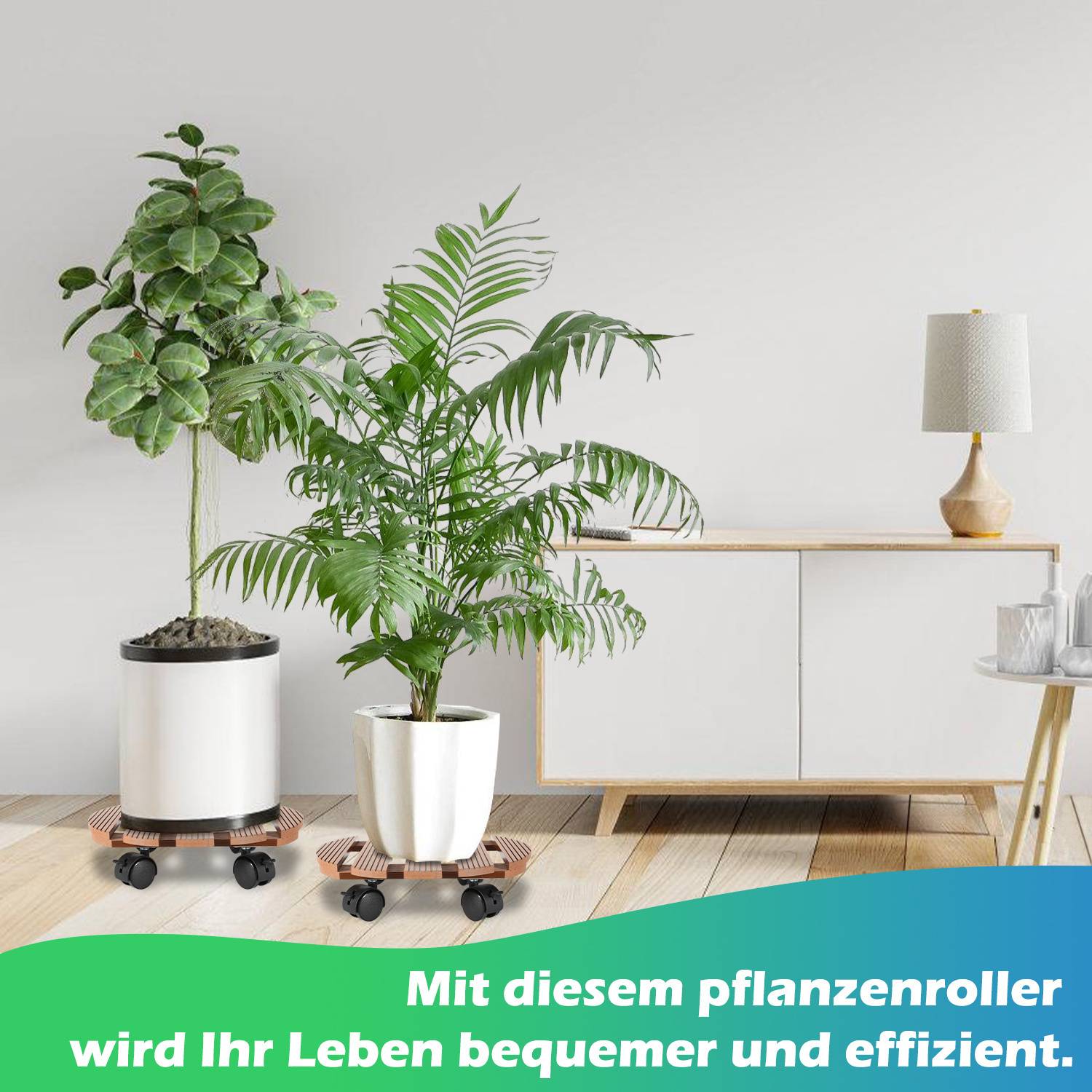WPC Pflanzenroller, für außen & innen, wetterfest, Rund, Braun