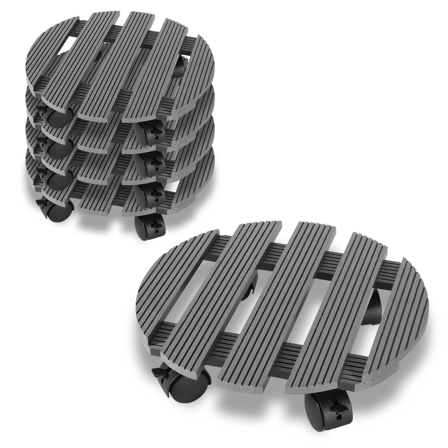 Pflanzenroller 30 x 30 cm bis 80 Kg Rolluntersetzer - Form und Farbe : Round; Grau