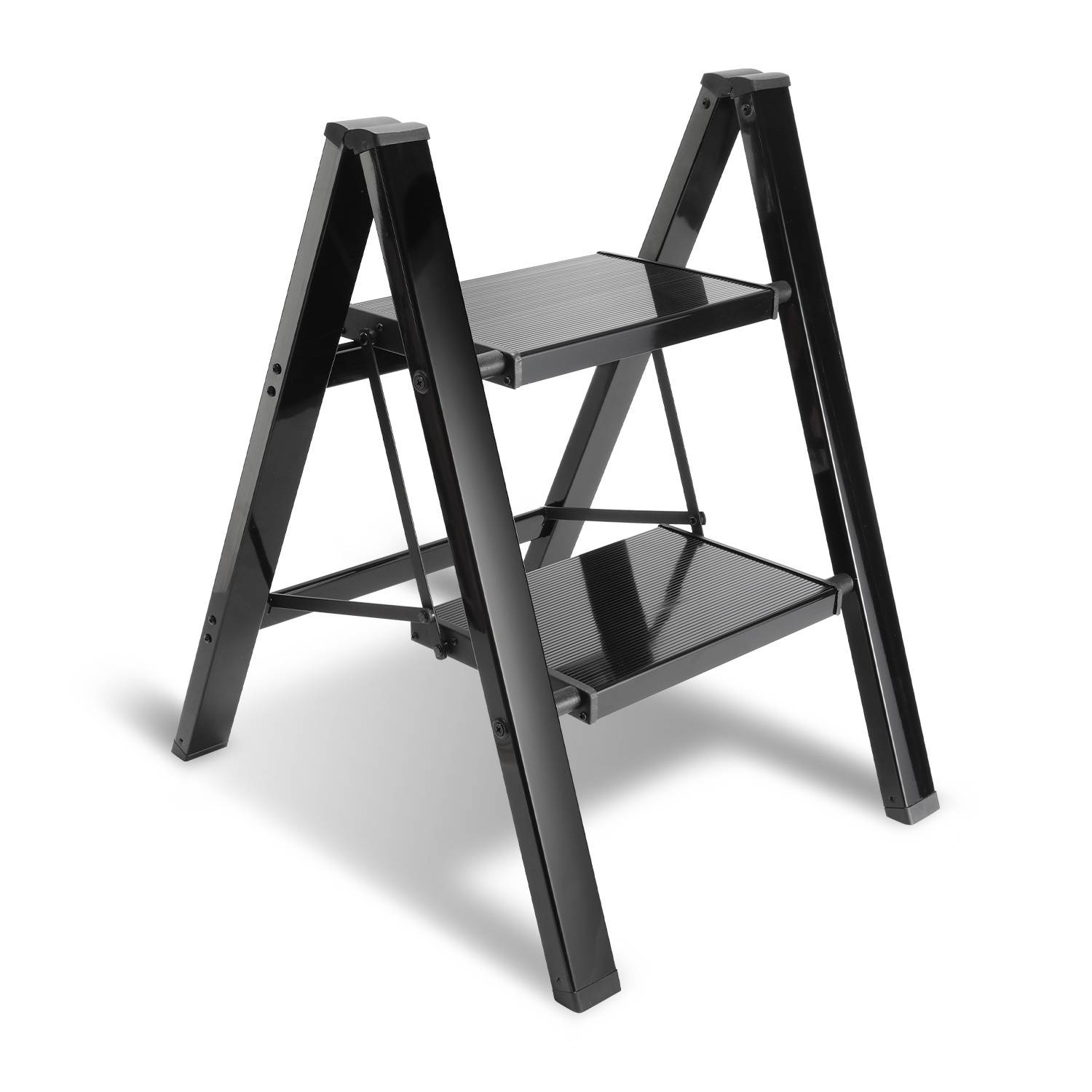 Klappleiter 2 Stufen Weiß Stehleiter Alu Trittleiter Klapptritt