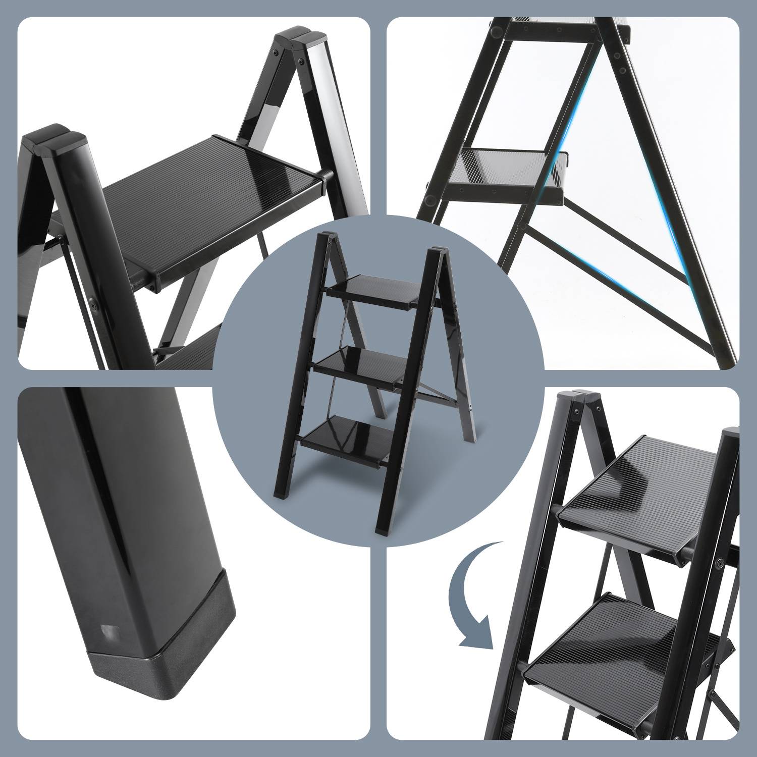 Klappleiter 3 Stufen Weiß Stehleiter Alu Trittleiter Klapptritt