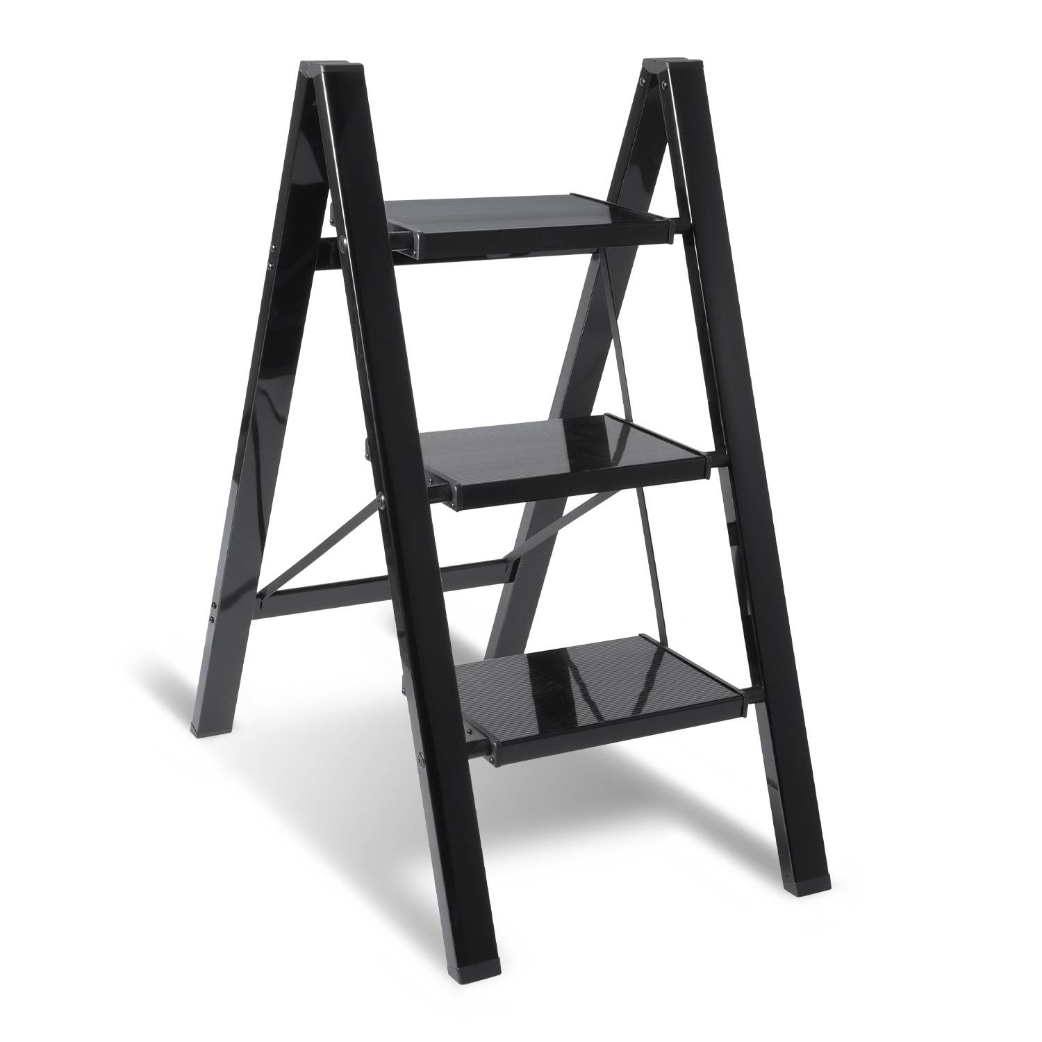 Klappleiter 3 Stufen Weiß Stehleiter Alu Trittleiter Klapptritt