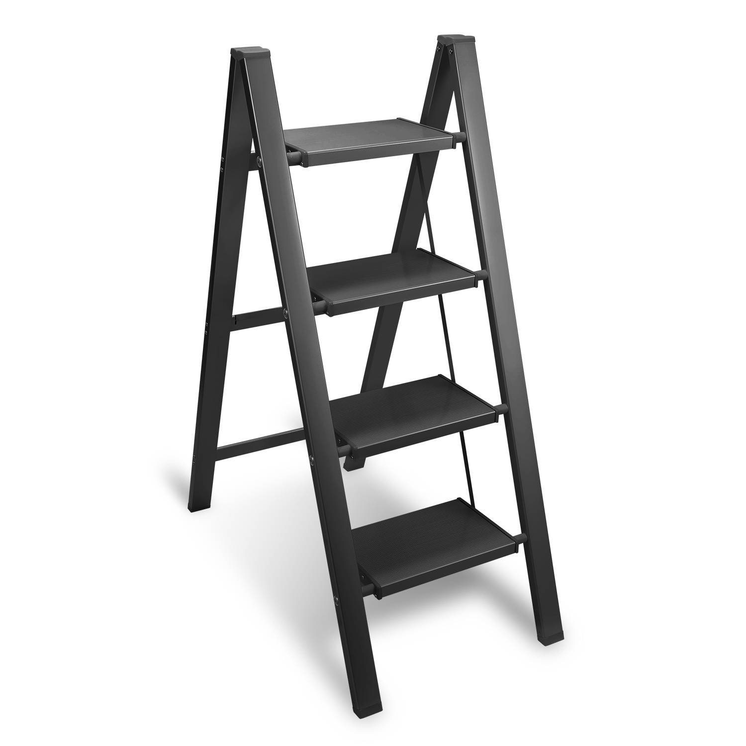 Klappleiter 4 Stufen Weiß Stehleiter Alu Trittleiter Klapptritt