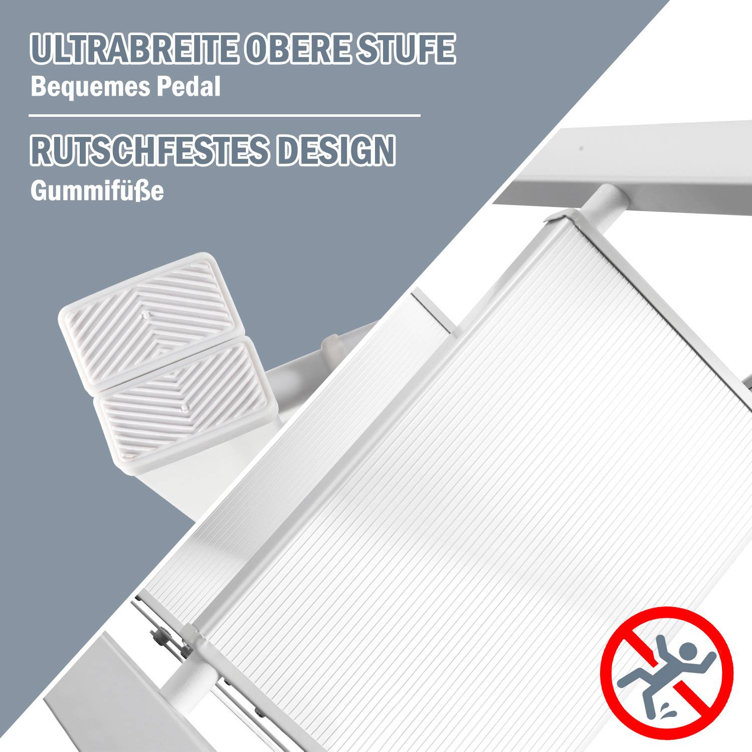 Klappleiter 4 Stufen Weiß Stehleiter Trittleiter Klapptritt Alu