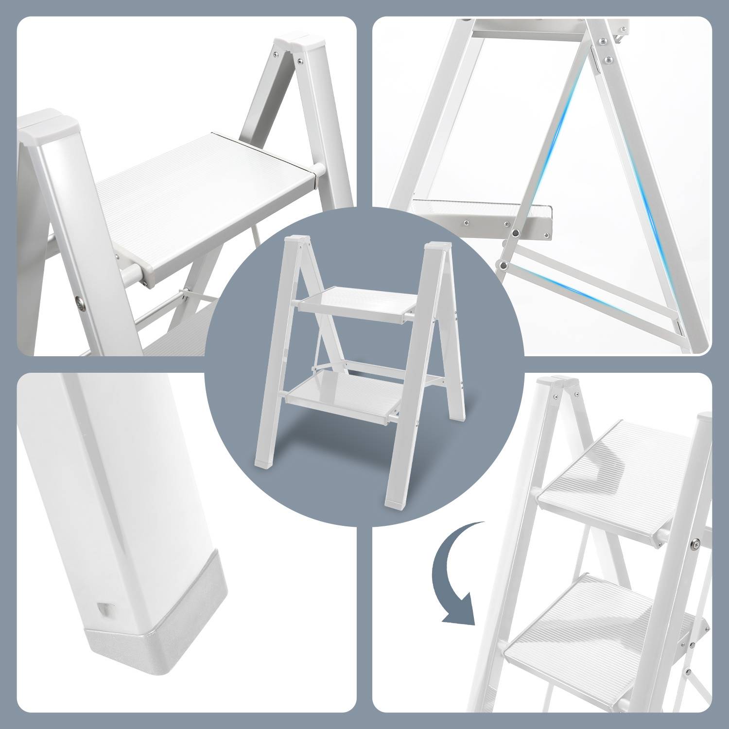 Klappleiter 4 Stufen Weiß Stehleiter Trittleiter Klapptritt Alu