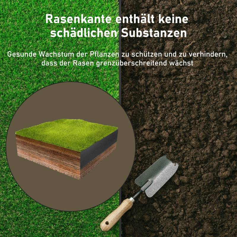 Kunststoff Rasenkante 2500x10x0.2cm Beeteinfassung Flexible Rasenbegrenzung Beetumrandung Blumenbeet Mähkante Wurzelsperre Grau