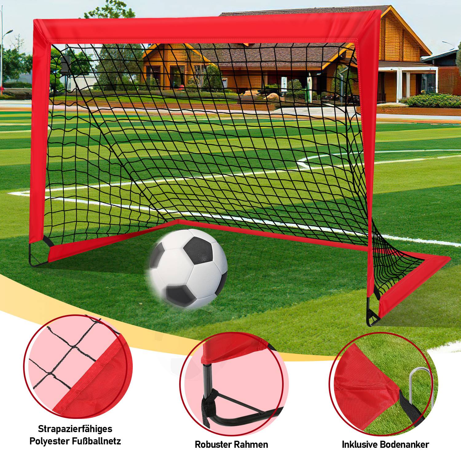 Fußballtor 120 x 90 x 90 cm Faltbares Tragbares Fußballnetz Mini Fußball Tor für Kinder
