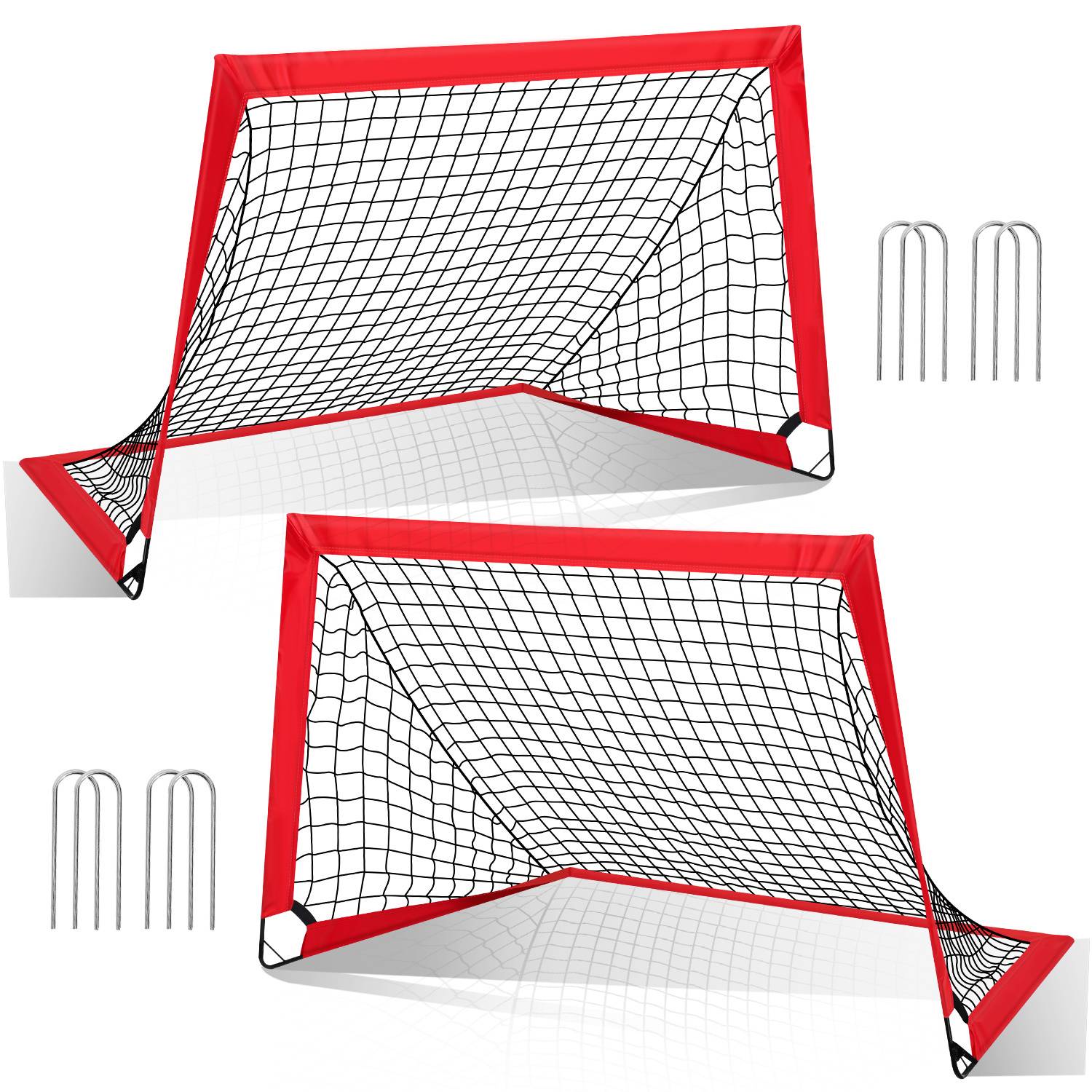 Fußballtor 120 x 90 x 90 cm Faltbares 2er Set, Tragbares Fußballnetz Mini Fußball Tor für Kinder