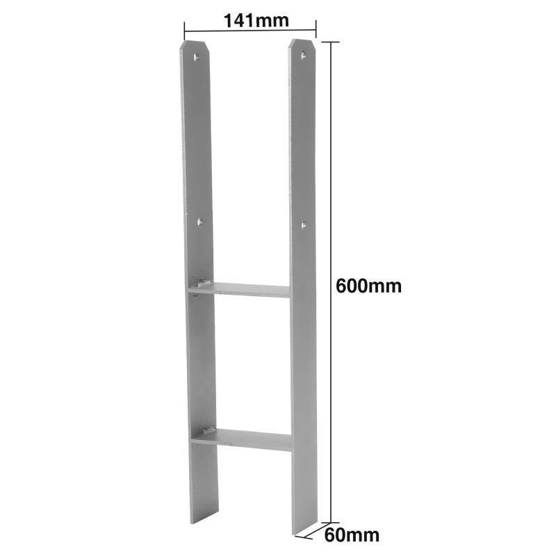 Pfostenanker Bodenhülse Stützenfuß Stütze Pfostenträger 141mm 6 Stück