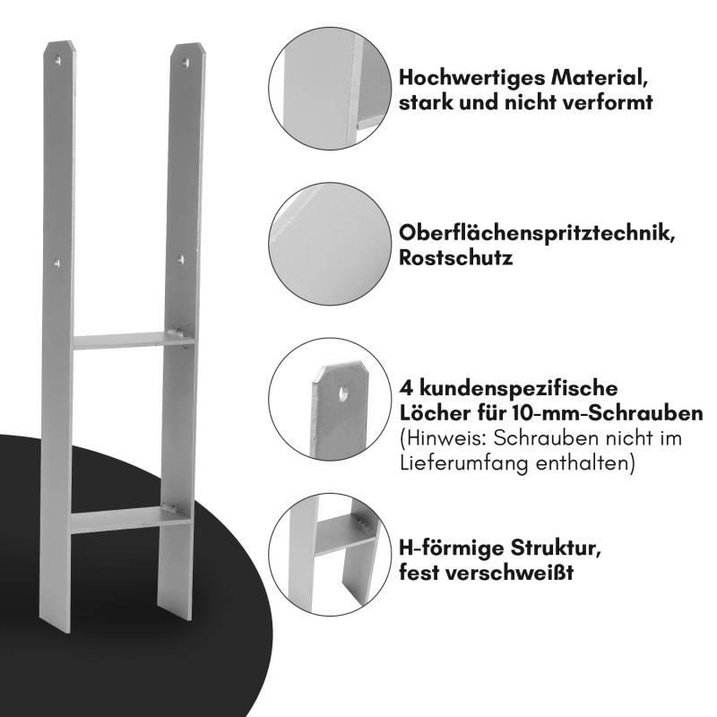 Pfostenanker H-Anker H-Pfostenanker Pfostenträger Pfostenhalter 121mm 2 Stück