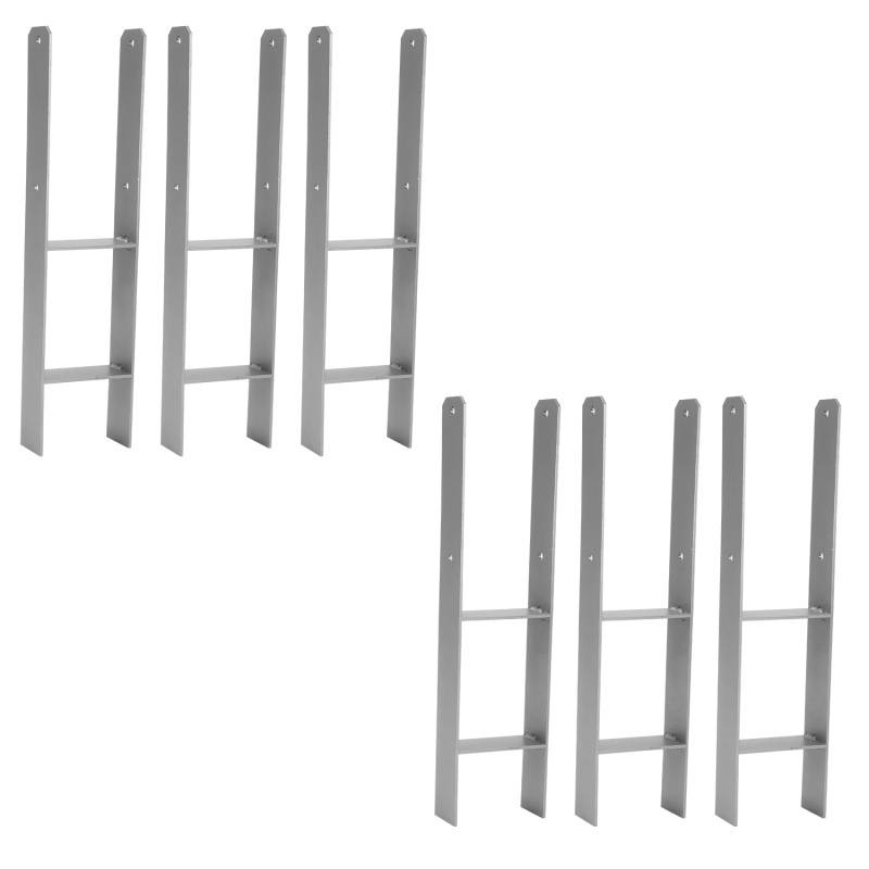 Pfostenanker Pfostenträger H-Anker H-Träger Stütze Zäune Zaun 91mm 6 Stück