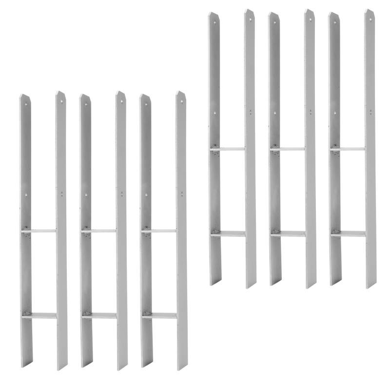 Pfostenanker Zaunanker Stützenfuss H-Anker Stütze Pfostenträger 121mm 6 Stück