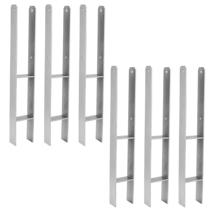 Pfostenanker Zaunanker Stützenfuss H-Anker Stütze Pfostenträger 81mm 6 Stück