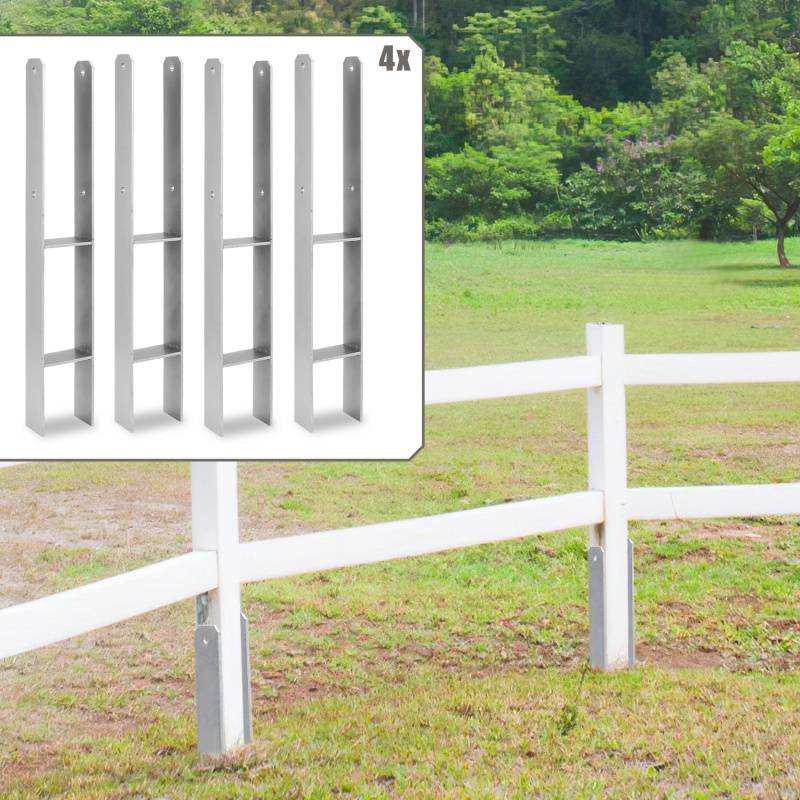 Pfostenanker Bodenhülse Stützenfuß Stütze Pfostenträger 81mm 4 Stück