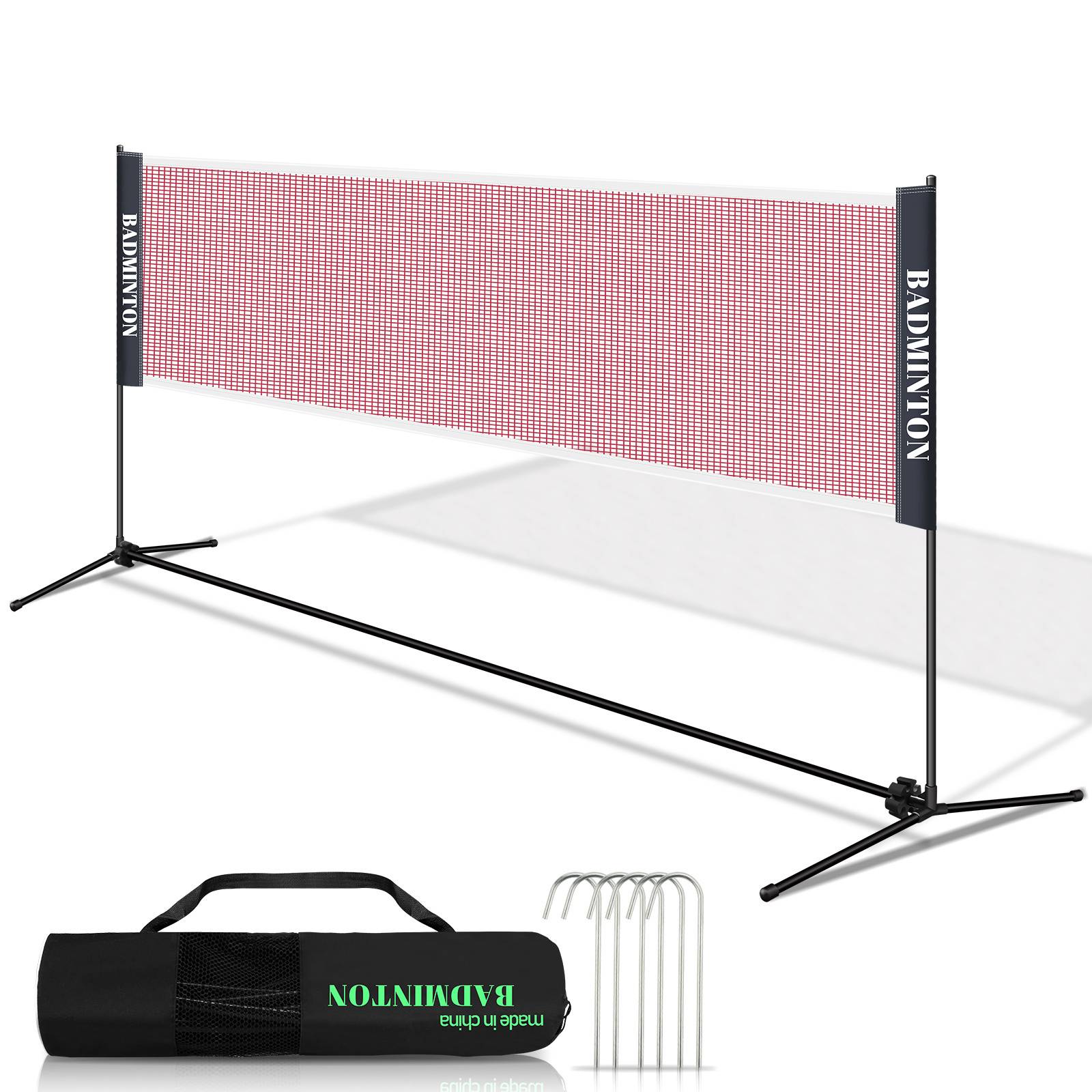 Badmintonnetz 410cm breit Tennisnetz Federballnetz Volleyballnetz Tragbares Trainingsnetz Höhenverstellbar mit Tragetasche