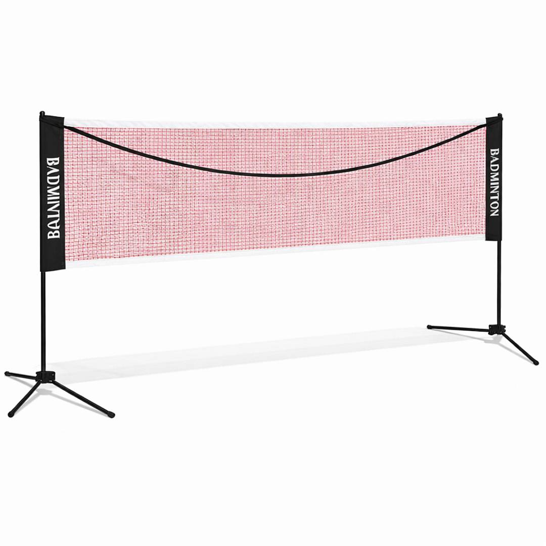 Badmintonnetz 5,1m Tennisnetz Polypropylen 3-Fach-Höhenverstellbar 91-115-155cm Drehschalter Verzinktes Gestell